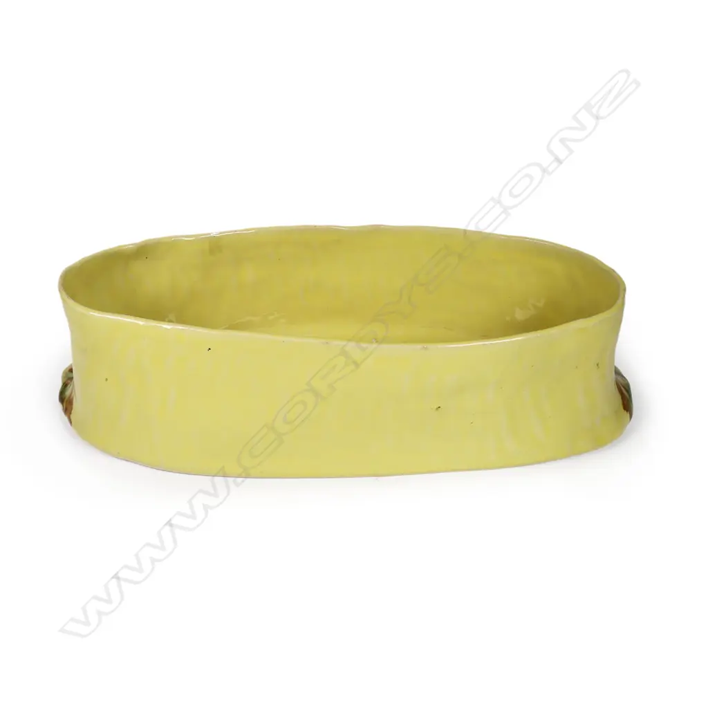 Mollé Goodsell large trough vase sculpted and glazed reeds to the ends. Incised signature. L.320mm Image 1++