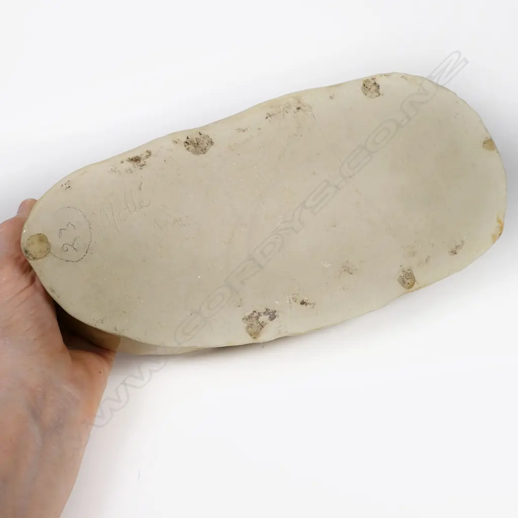 Mollé Goodsell large trough vase sculpted and glazed snail to the end. Incised signature. L.290mm Image 1++