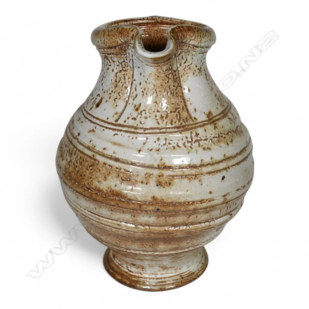 Peter Alger large hand worked stoneware pitcher, Image 1++