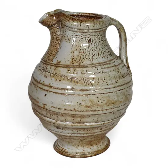 Peter Alger large hand worked stoneware pitcher,