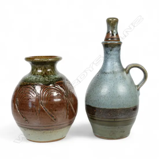 Peter Stichbury (1924-2015) small vase and stoppered oil bottle,