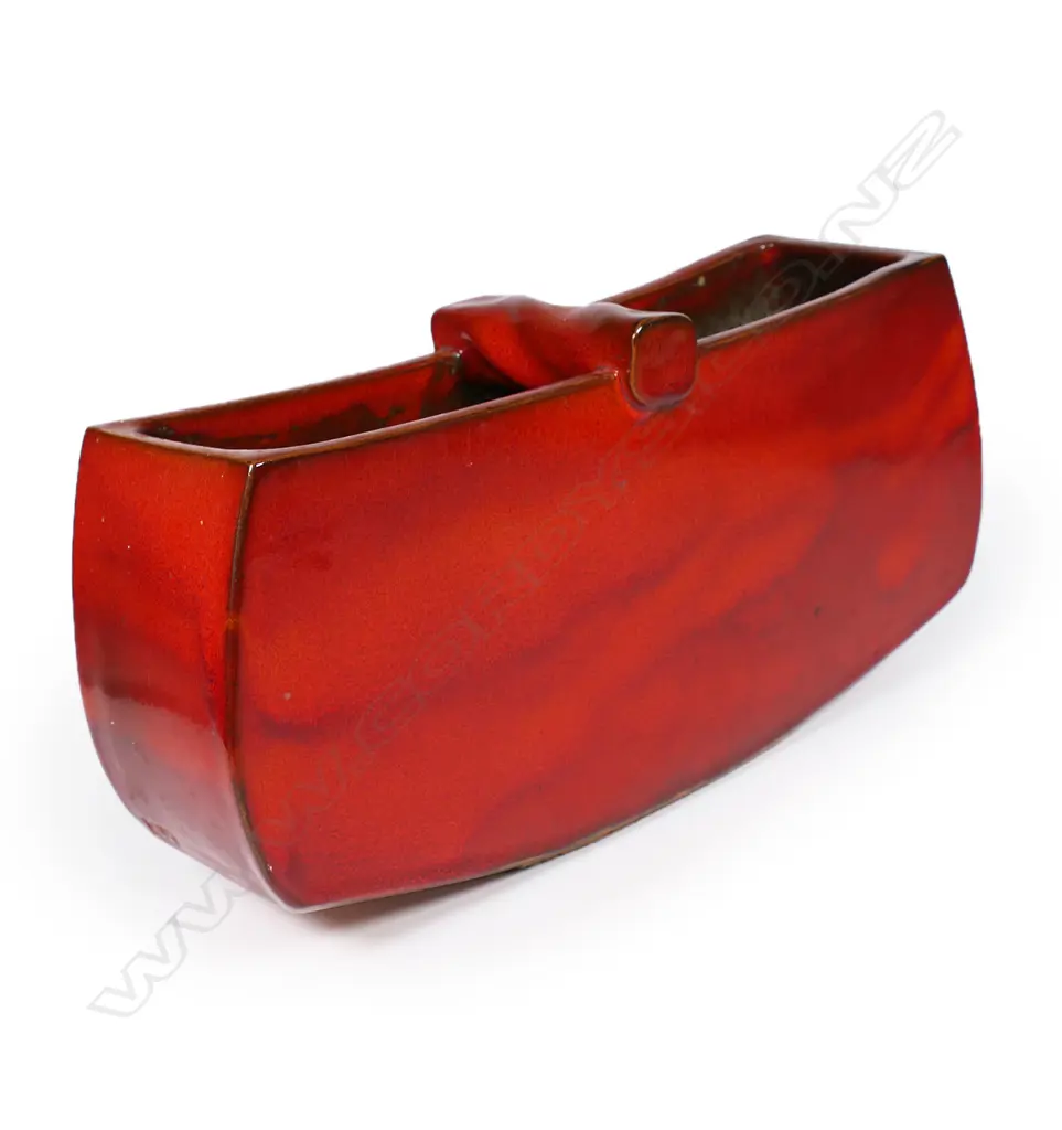 Keith Blight (1933-2017) slab sided trough vase with coiled handle, Image 1++