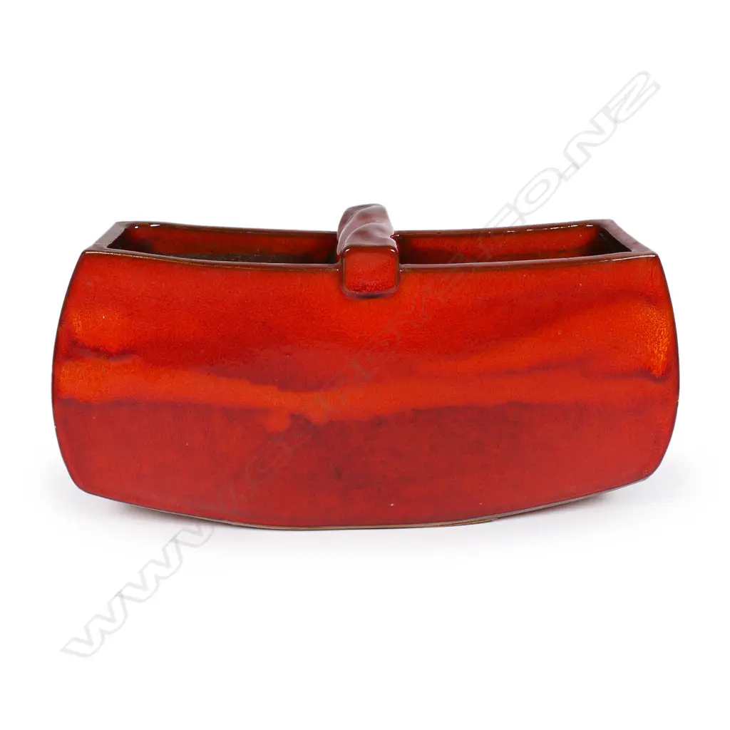 Keith Blight (1933-2017) slab sided trough vase with coiled handle, Image 1++