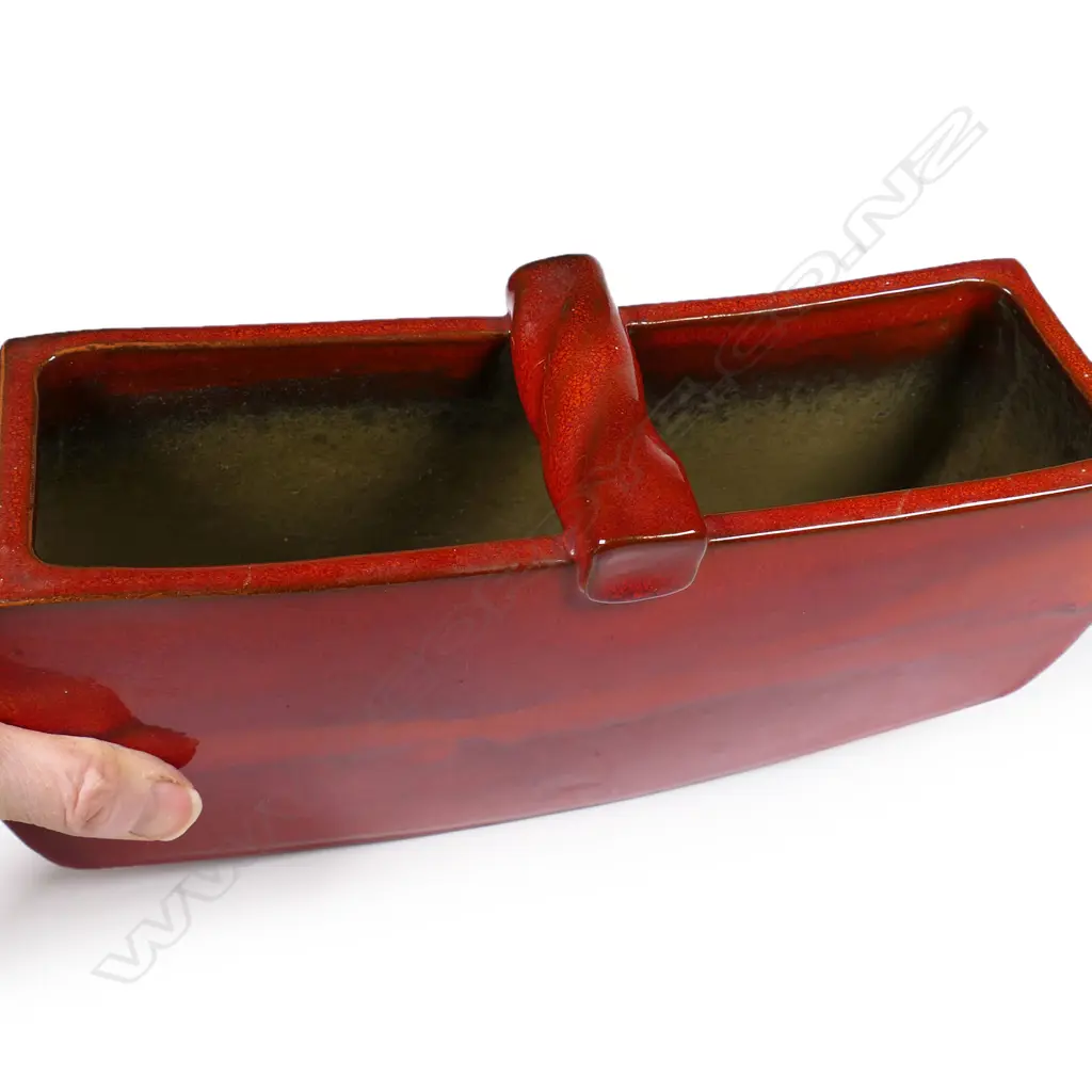 Keith Blight (1933-2017) slab sided trough vase with coiled handle, Image 1++