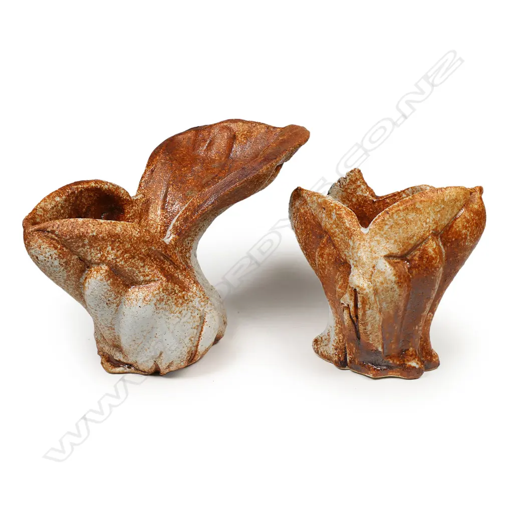 Two Pamela Annsouth (Waikanae) flared bulb form shino vases, Image 1++