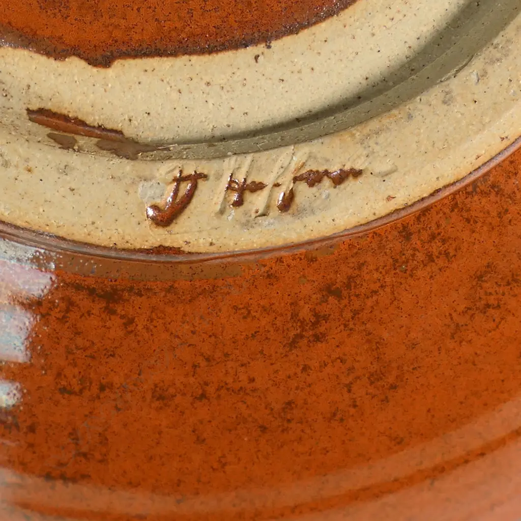 David Huffman tenmoko glazed bowl with flattened rim and ash grey highlights. H.270 x 90mm. Initialled to base Image 1++