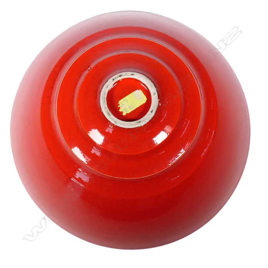 John Parker red glazed grooved conical bowl. Dia.233mm. Image 1++