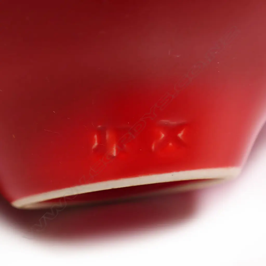 John Parker two red glaze pieces 'Bottle Vase and Bowl' Image 1++