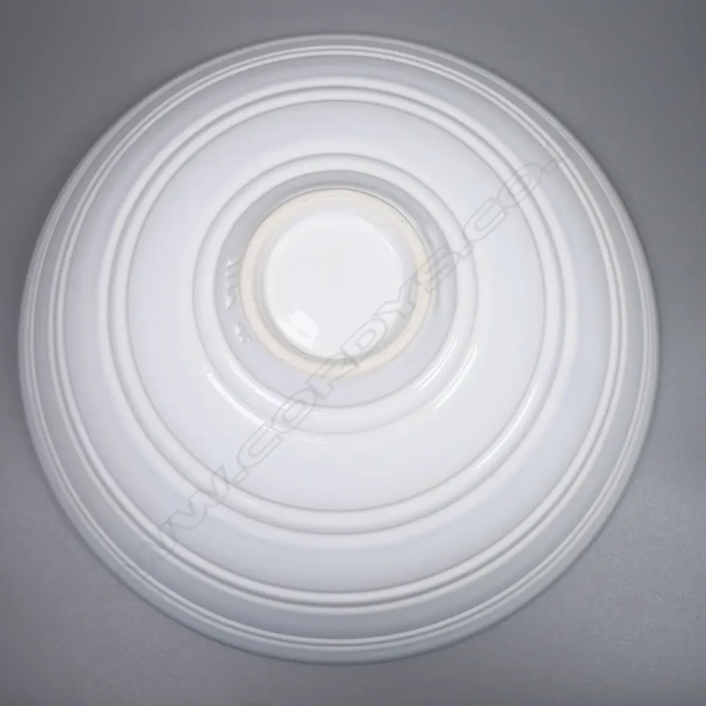John Parker ribbed white porcelain bowl on a tiered black porcelain stand. Dia.270mm H.200mm with stand. Artist's name and VIII stamped to base Image 1++