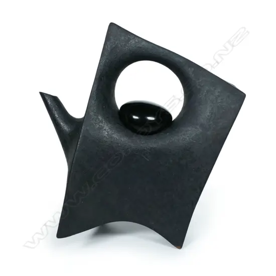 A Rick Rudd hand-built matt black terracotta teapot