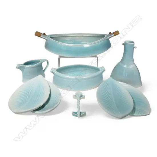 Chris Weaver eleven pieces blue celadon table ware,