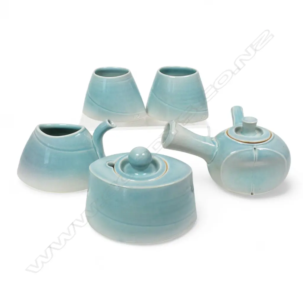 Chris Weaver five-piece blue celadon tea set, Image 1++