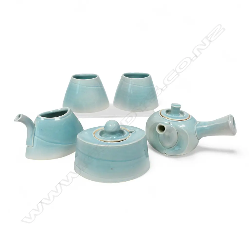 Chris Weaver five-piece blue celadon tea set, Image 1++