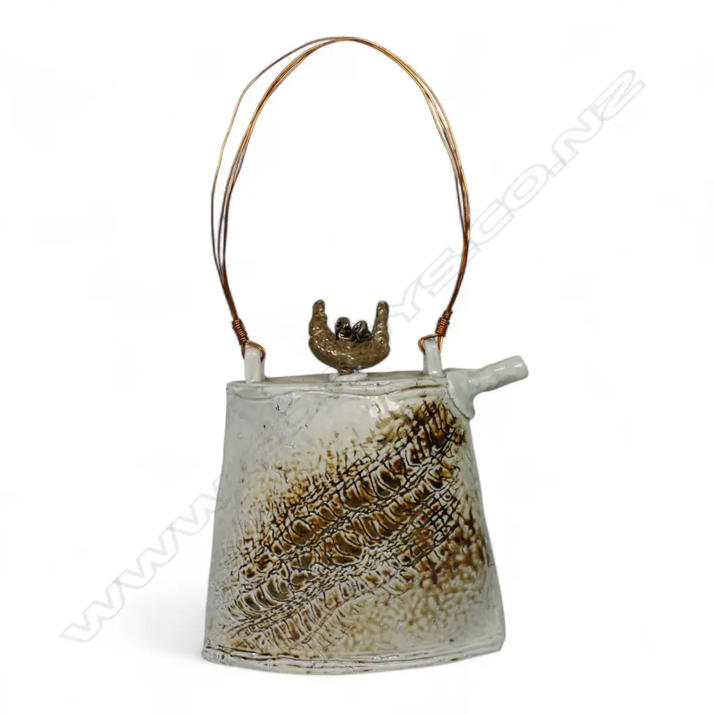 Margaret Sumich teapot w wire handle, Image 1++