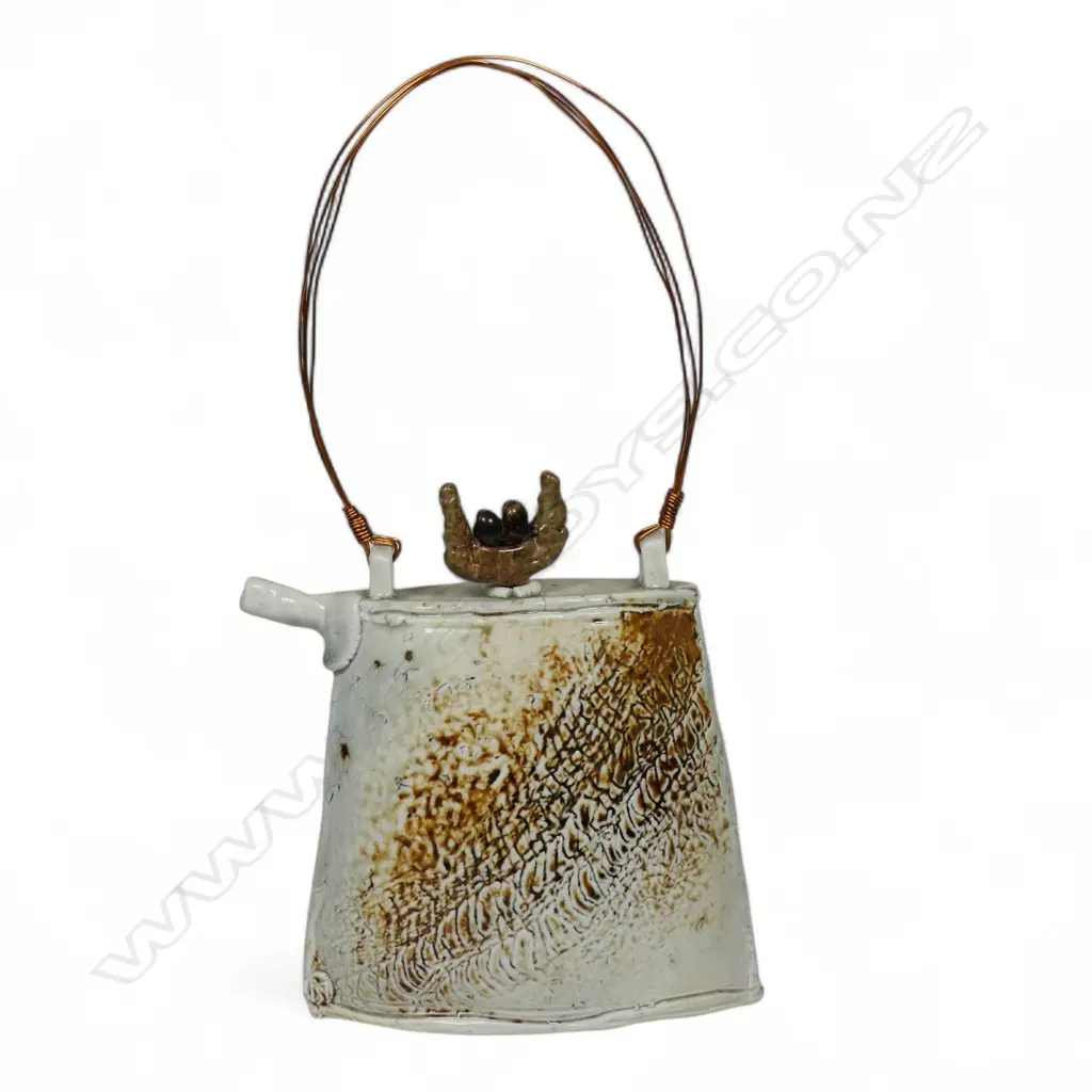 Margaret Sumich teapot w wire handle, Image 1++