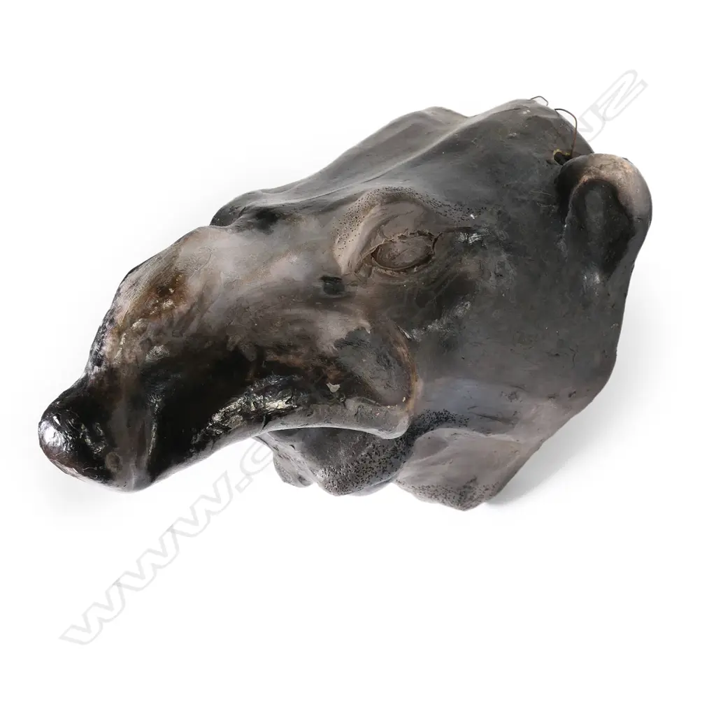 Studio pottery stylised 'Rat God' wall mask with exaggerated large nostrils. Incised potter's marks, Image 1++