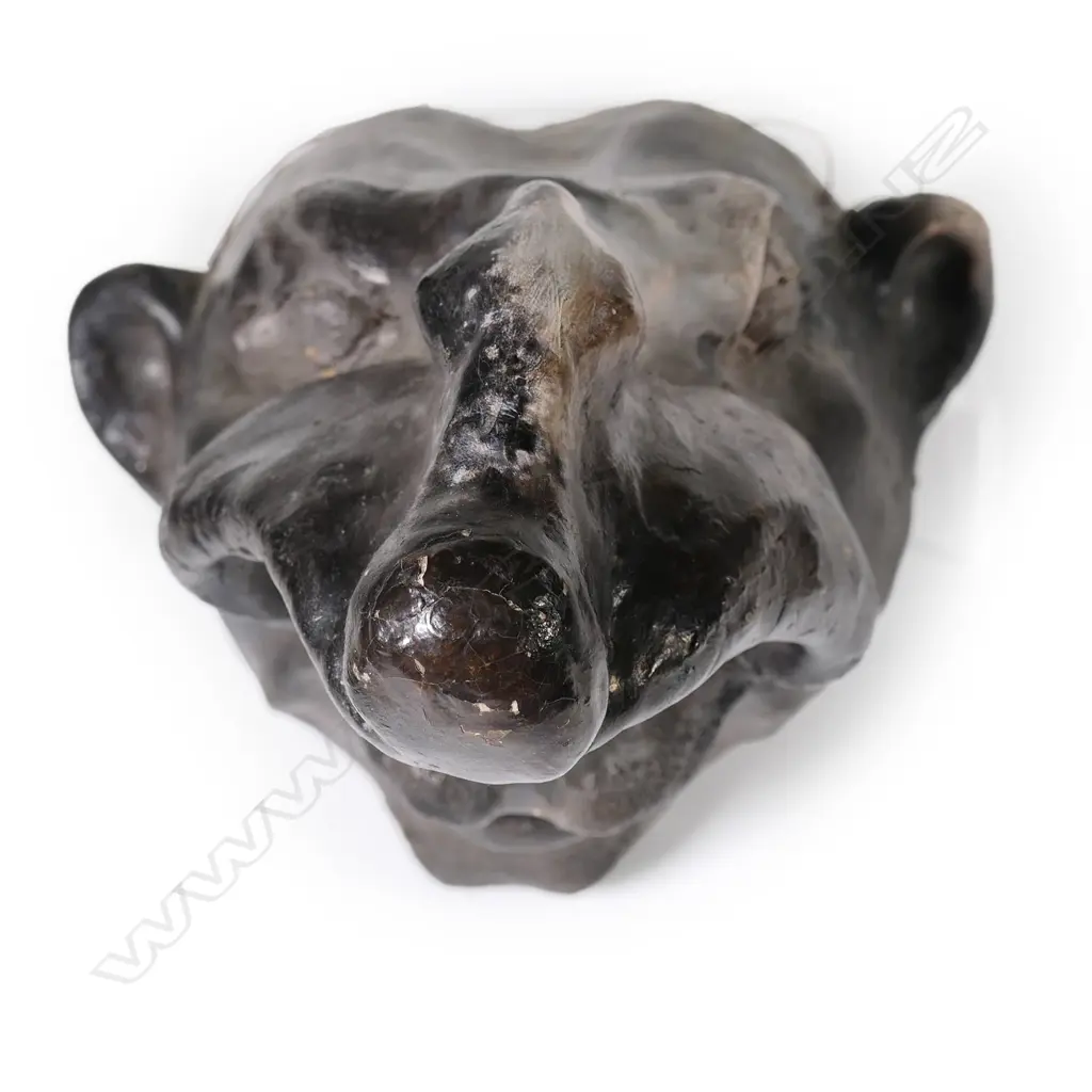 Studio pottery stylised 'Rat God' wall mask with exaggerated large nostrils. Incised potter's marks, Image 1++