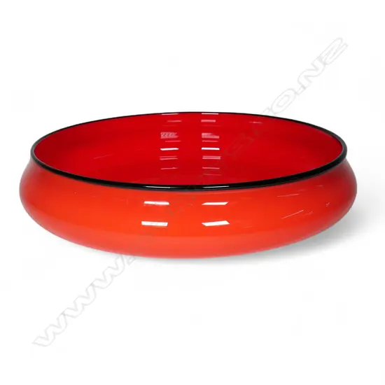 Lyndsay Patterson large red art glass mouth blown bowl,