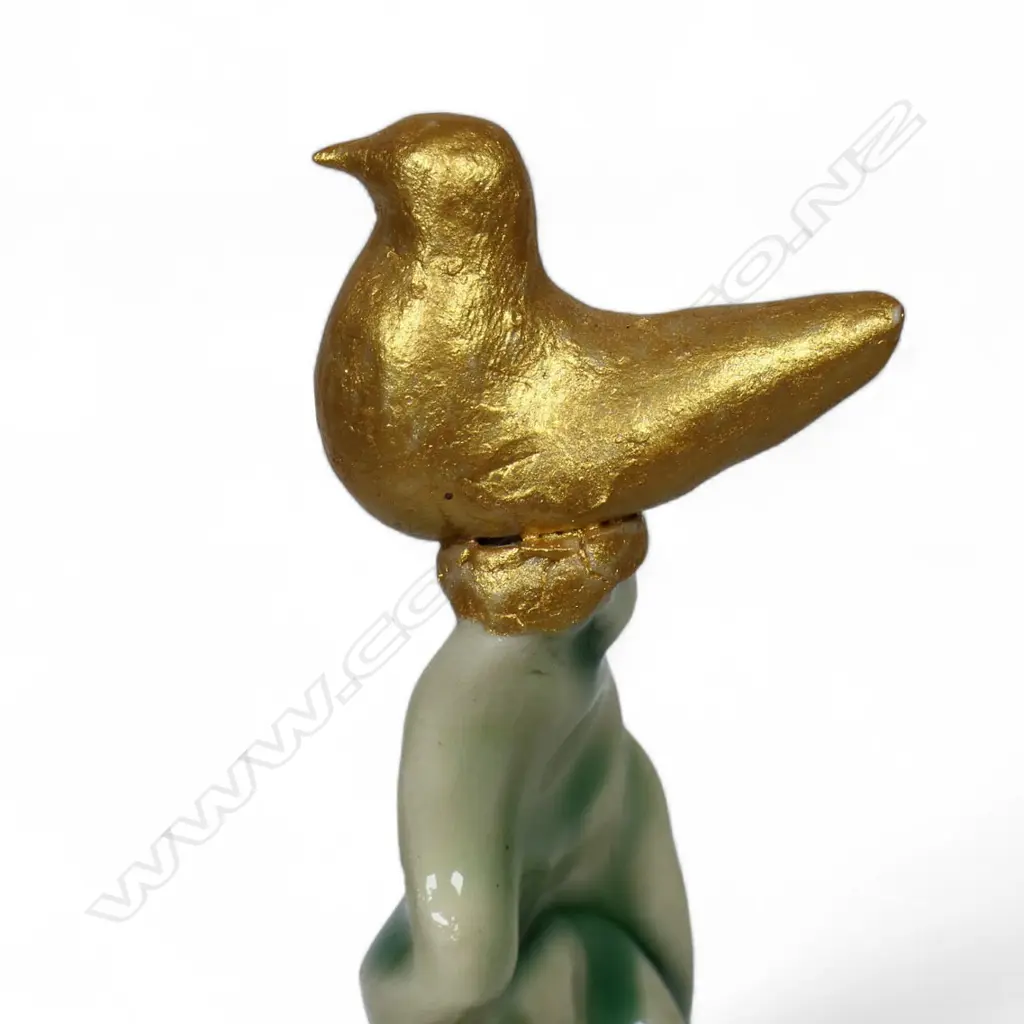 Keum Sun Lee porcelain sculpture with golden bird, Image 1++