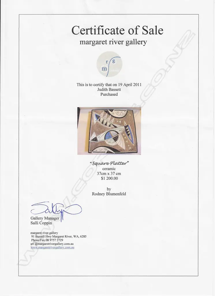 Rodney Blumenfeld (AU) square ceramic dish, Image 1++