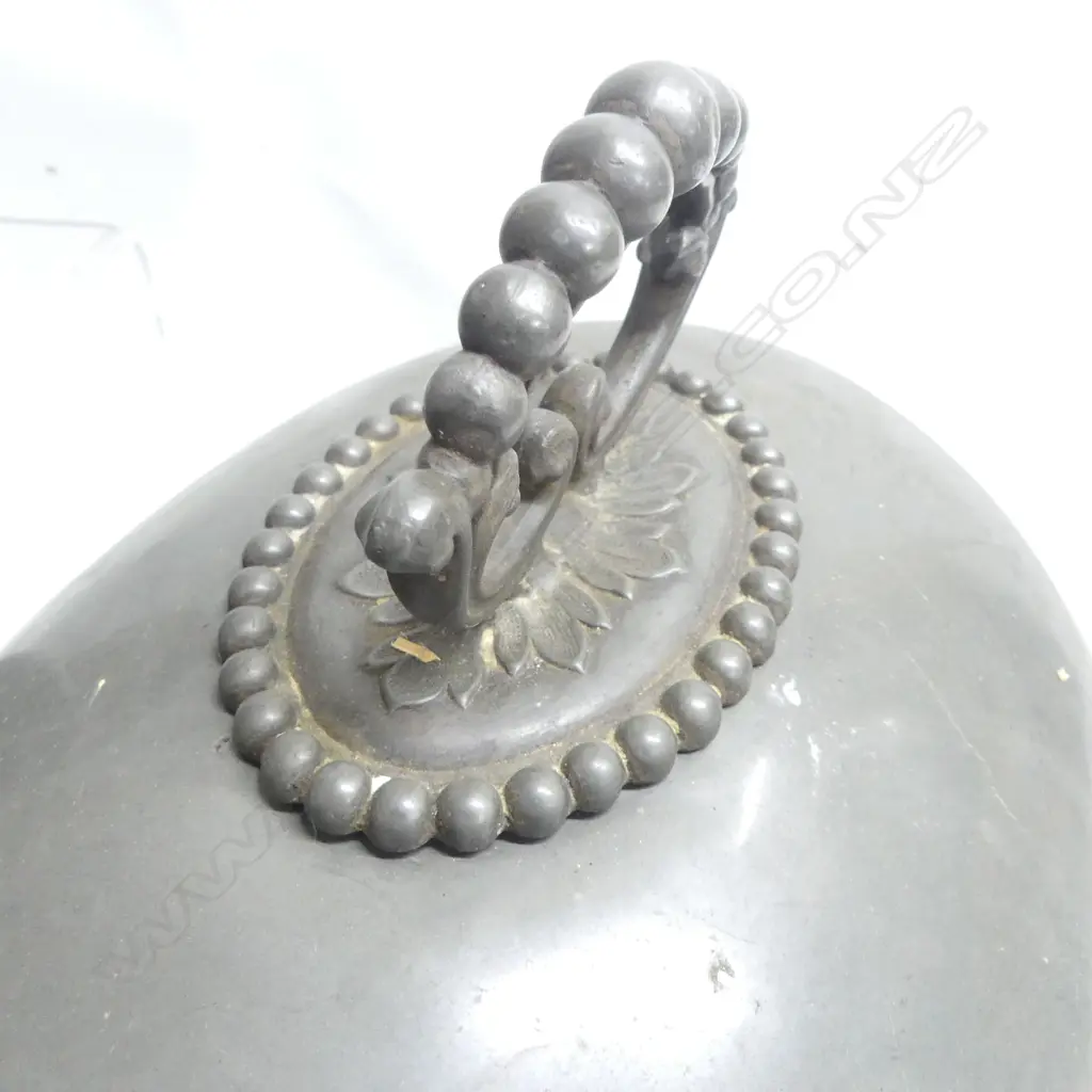 A collection of 19thC pewter tablewares comprising: graduated set of three pewter food covers AF; a pair of Georgian period pewter plates Dia.200mm; three Georgian plates, Dia.245mm; a pair of two-handled warming dishes, Dia.230mm; two small plates, Dia.100mm, and two sauce ladles. Image 1++