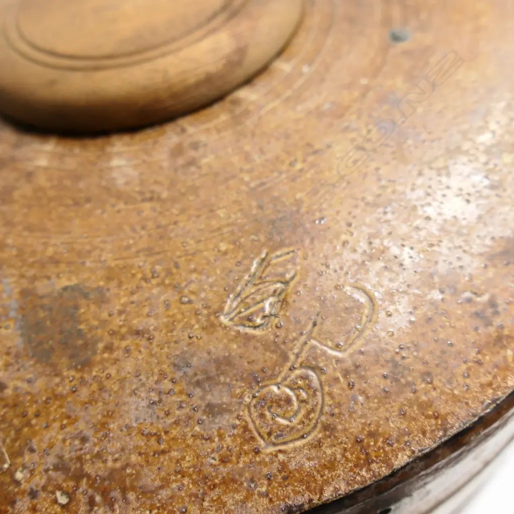 A large tan stoneware barrel with moulded rings. H.380mm Image 1++