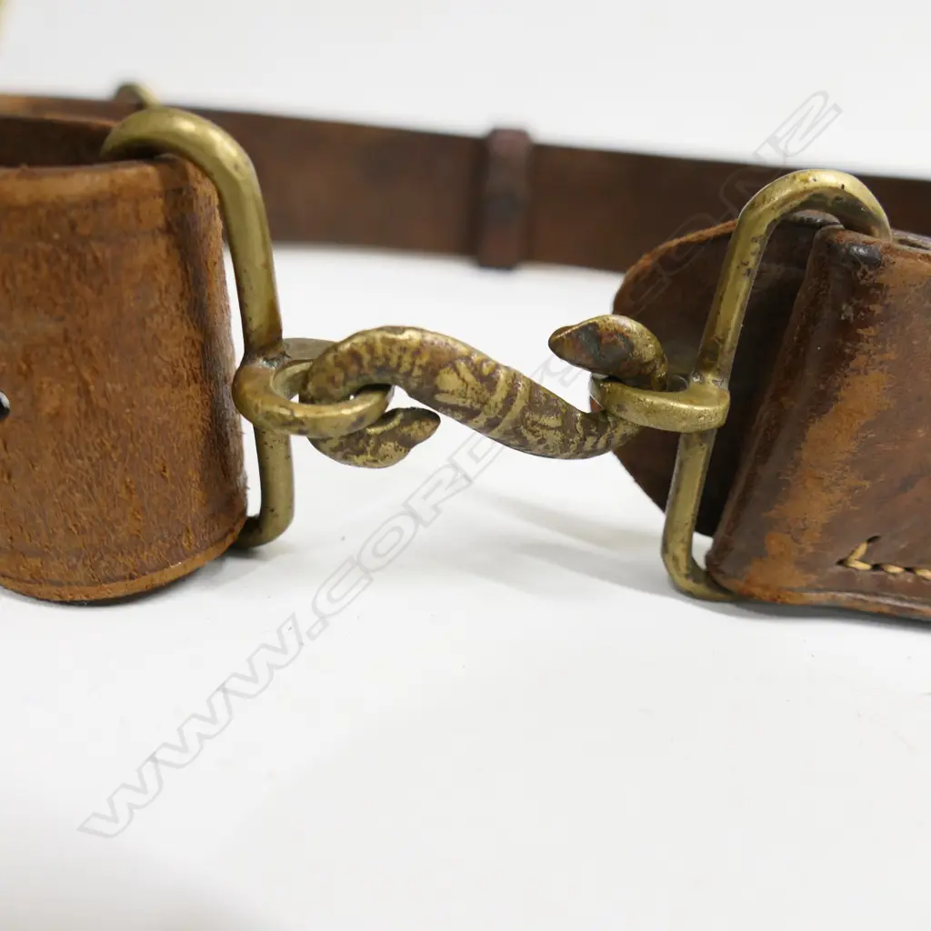 A Colonial Volunteer's snake buckle belt of brown leather Image 1++