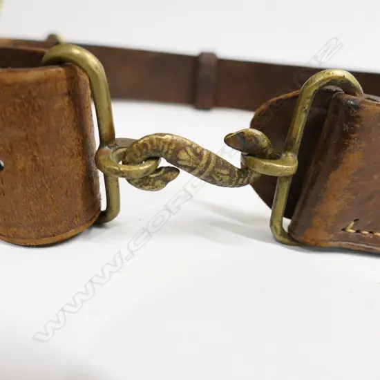 A Colonial Volunteer's snake buckle belt of brown leather