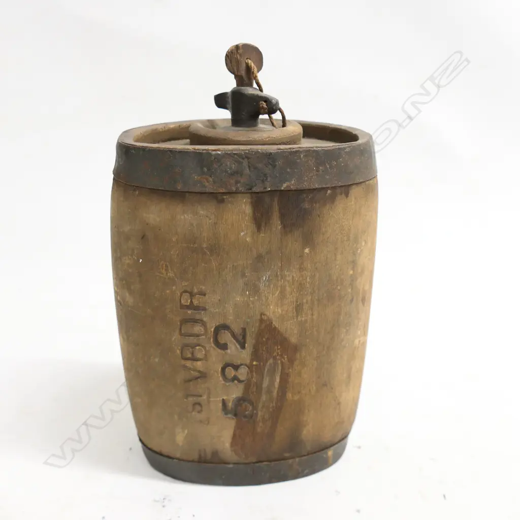 A rare Pattern 1871 British wooden water bottle lacking buff leather strap and carriage. Image 1++