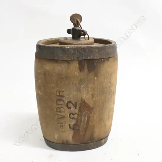 A rare Pattern 1871 British wooden water bottle lacking buff leather strap and carriage.