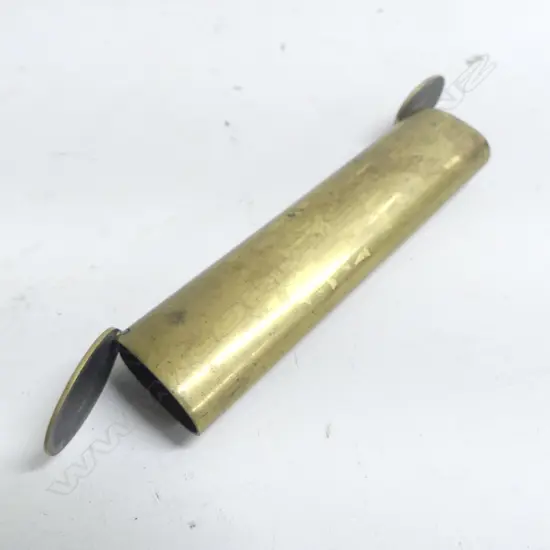 A Frith Patent brass pocket charger, double ended with hinged caps,