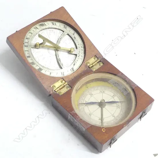 An antique pocket sundial and compass by 'Kilpatrick & Co. London',