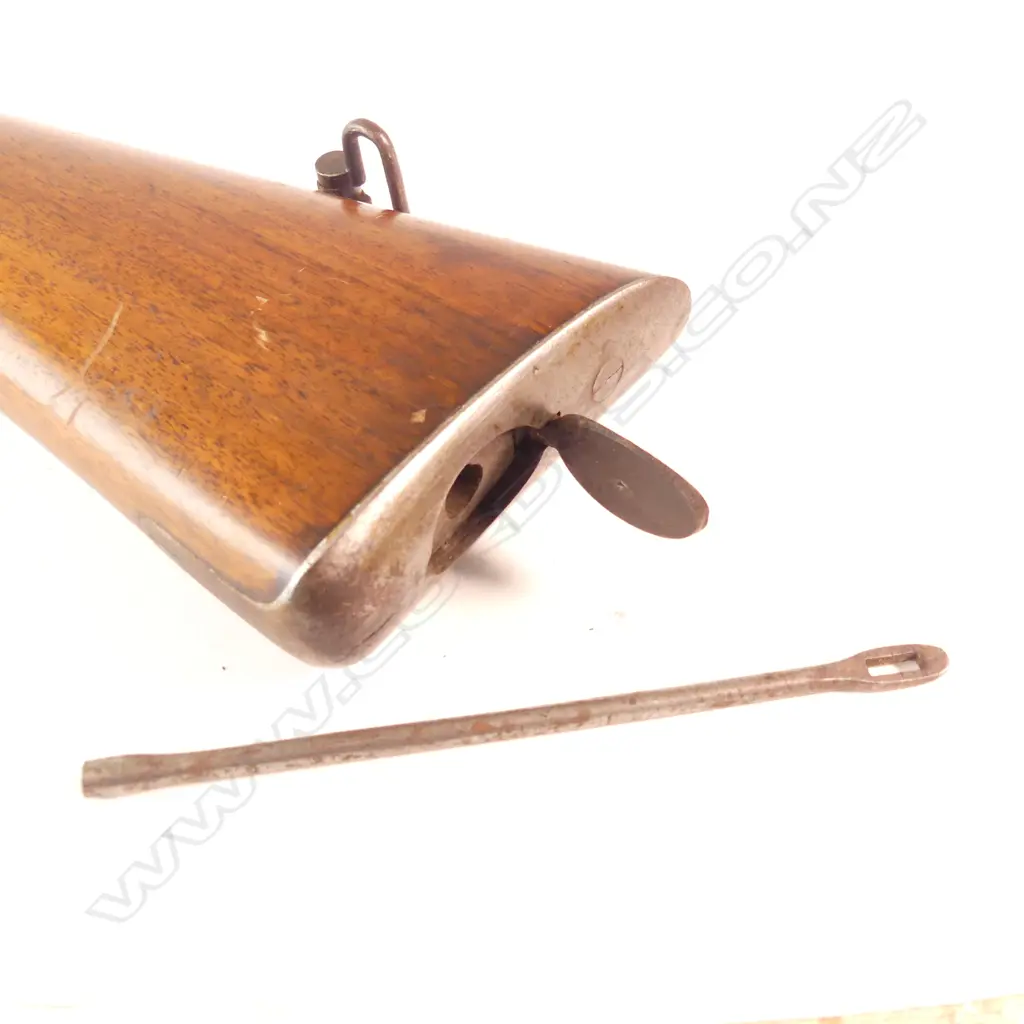 Calisher & Terry Military Breech Loading Rifle, caliber .30 bore. 33½" barrel, 51" overall, with walnut one-piece stock in excellent condition with one blackened ding under forewood. Image 1++