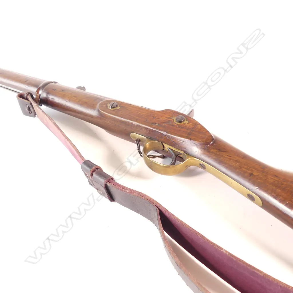 British Pattern 1853 Percussion Sergeant's Carbine- 2nd model.  Lock marked ‘Crown’ over ‘VR’ ‘Tower 1861’,...  All iron work with old professional reblue but all markings are sharp. Image 1++