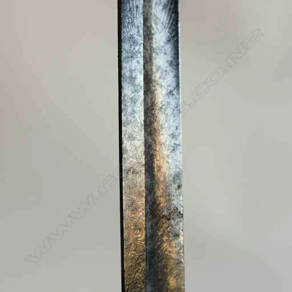 An 1822 Pattern Officer's sword with steel scabbard, brass guard with folding langet, VR crowned cypher, Image 1++