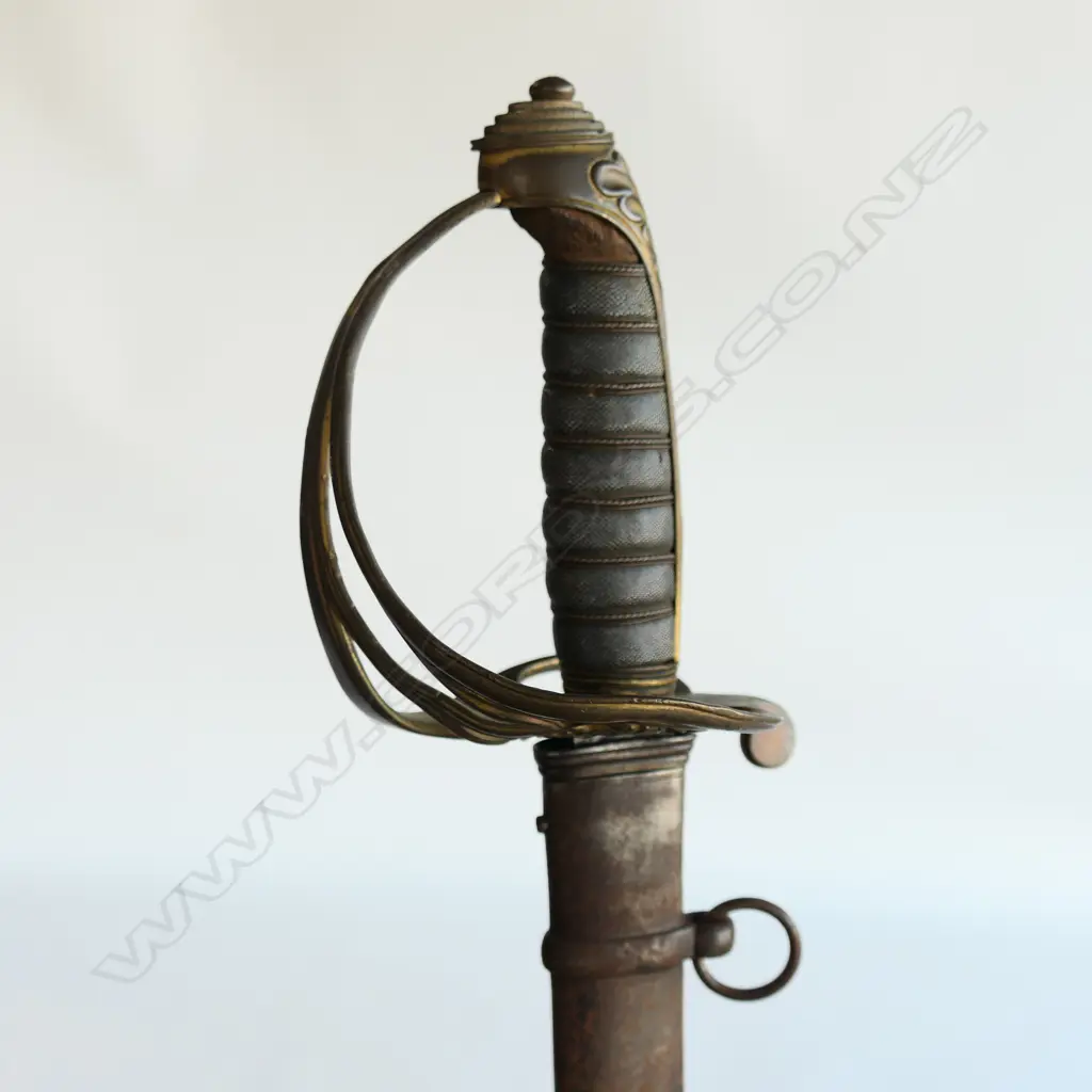 An 1822 Pattern Officer's sword with steel scabbard, brass guard with folding langet, VR crowned cypher, Image 1++