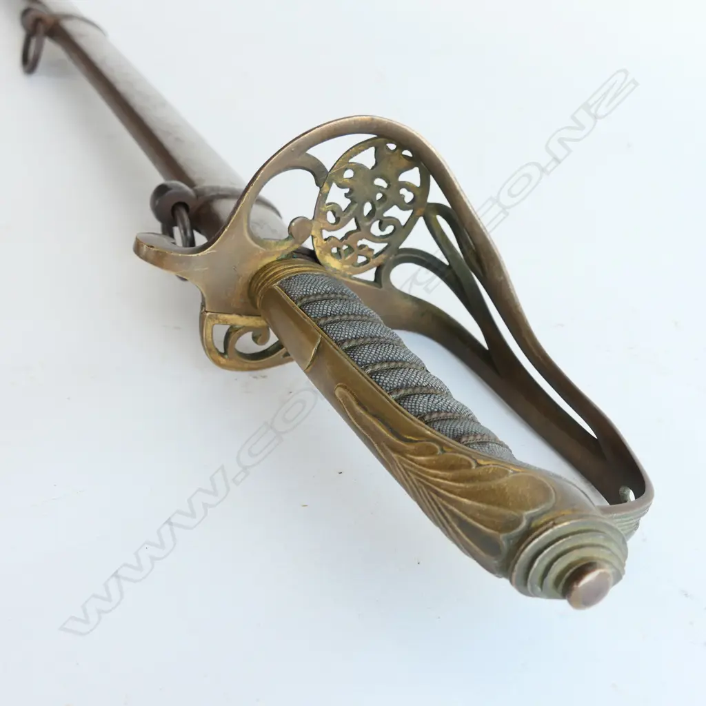 An 1822/45 Pattern Officer's sword with steel scabbard, brass guard with folding langet, VR crowned cypher, Image 1++