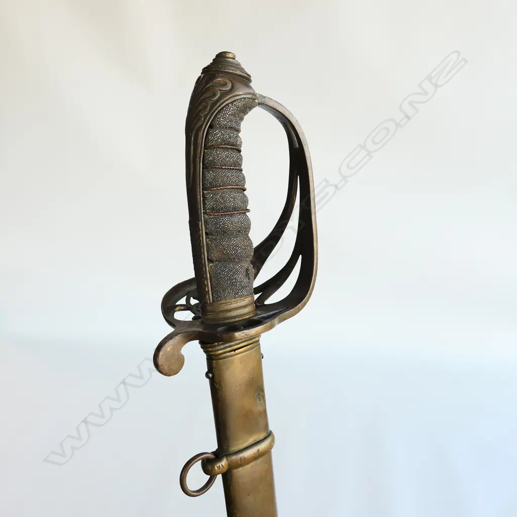 A Pattern 1822 Infantry Officer's sword and brass scabbard, with brass guard without folding langet, with VR crowned cypher, Image 1++