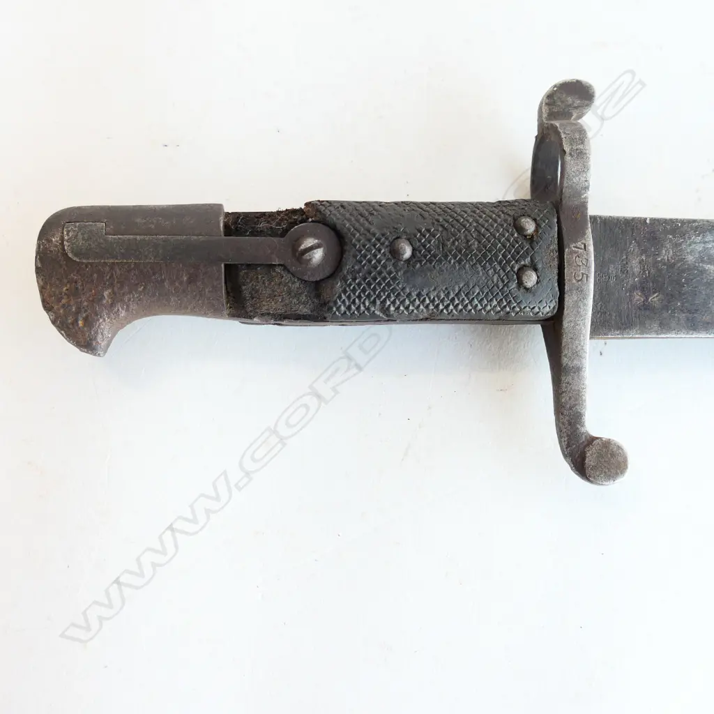 Pattern 1856 & 1860 Snider Bayonet and Scabbard. As issued, blade and metal parts with stained aged appearance. Image 1++