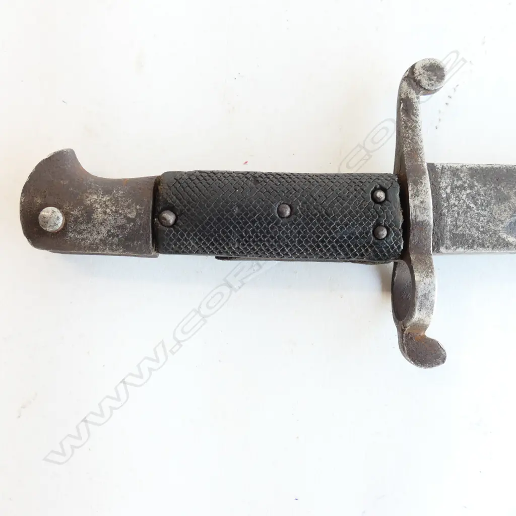 Pattern 1856 & 1860 Snider Bayonet and Scabbard. As issued, blade and metal parts with stained aged appearance. Image 1++