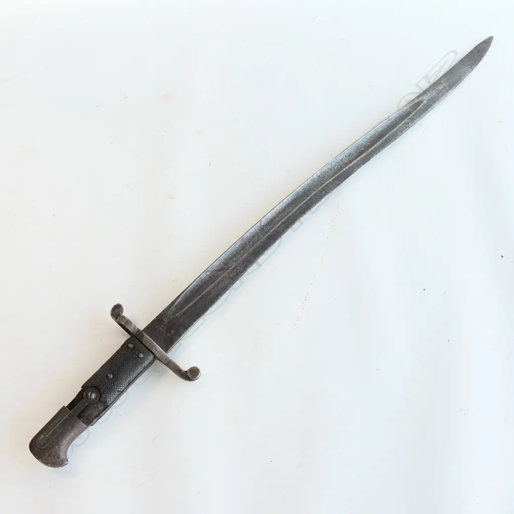 Pattern 1856 & 1860 Snider Bayonet and Scabbard. As issued, blade and metal parts with stained aged appearance. Image 1++
