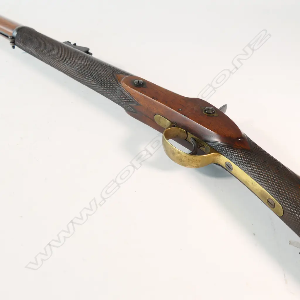 Volunteer Rifle Calibre .577, standard 1853 type pattern. 36" barrel marked ‘Turner's Patent' with very good bore. Barrel, lock and hammer well re-blued. Lock marked ‘Crown 1862’. Image 1++