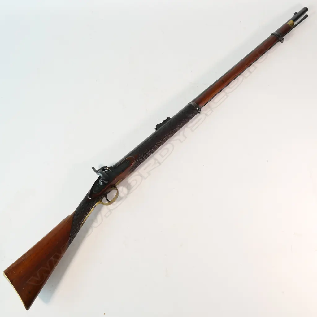 Volunteer Rifle Calibre .577, standard 1853 type pattern. 36" barrel marked ‘Turner's Patent' with very good bore. Barrel, lock and hammer well re-blued. Lock marked ‘Crown 1862’. Image 1++