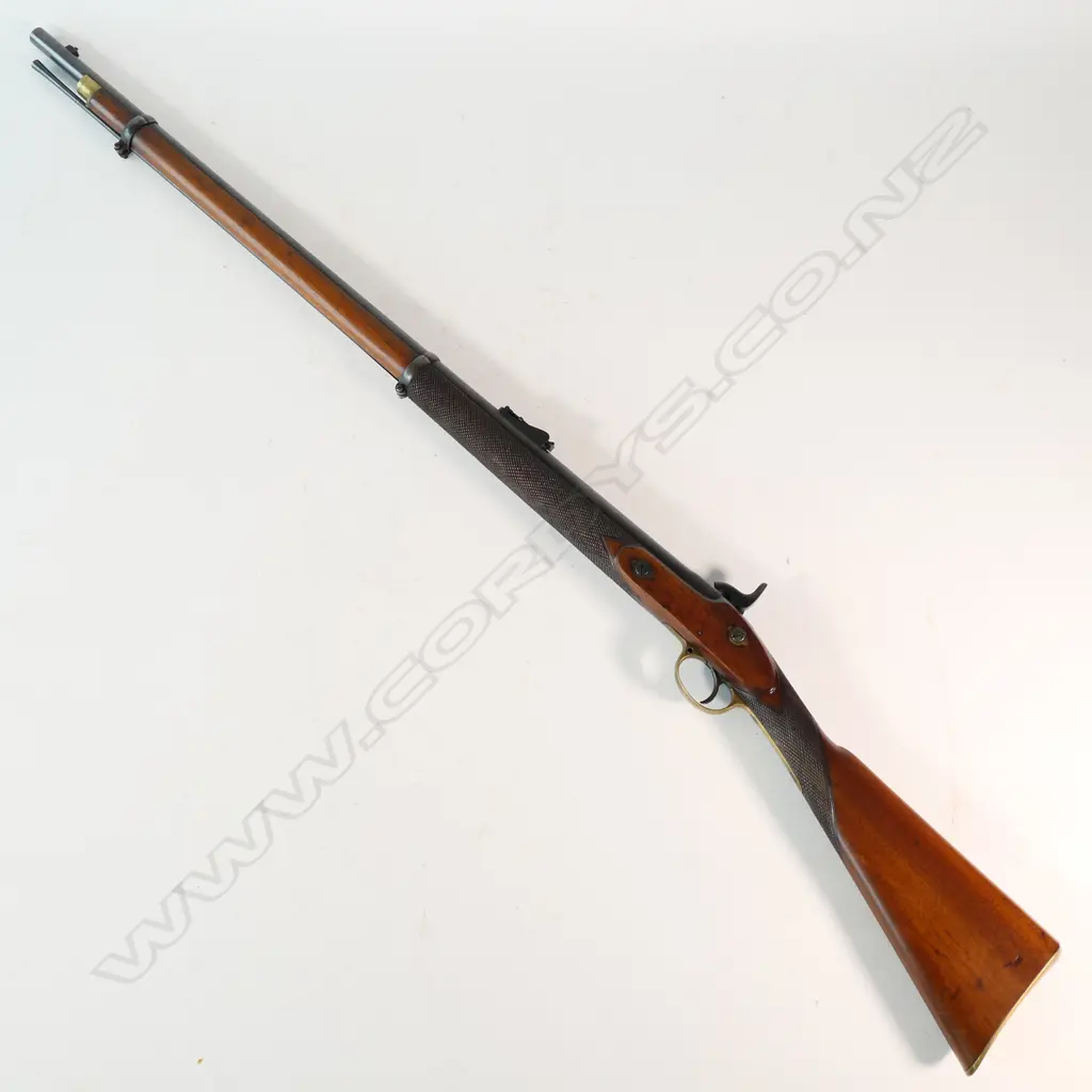 Volunteer Rifle Calibre .577, standard 1853 type pattern. 36" barrel marked ‘Turner's Patent' with very good bore. Barrel, lock and hammer well re-blued. Lock marked ‘Crown 1862’. Image 1++
