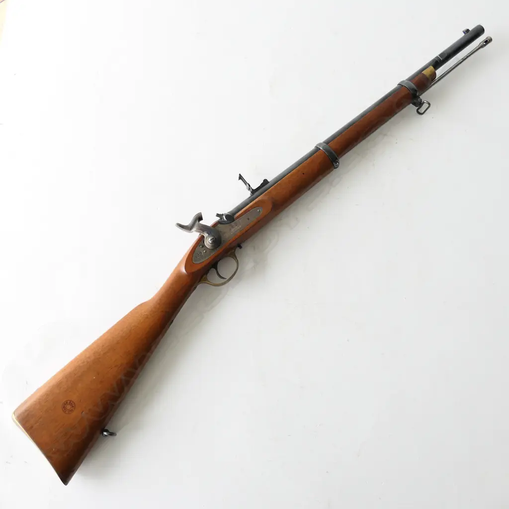 Parker-Hale Replica Enfield caliber .577, muzzle loading percussion carbine. Good quality replica of 1861 model, as manufactured very little use. Image 1++