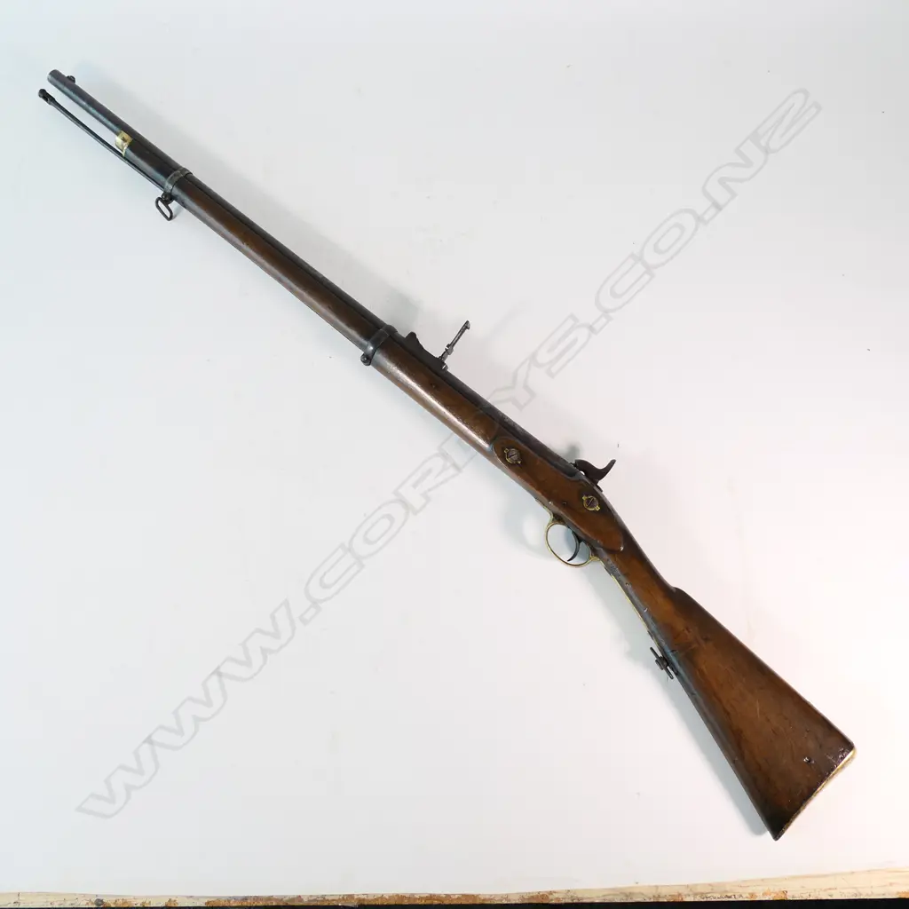 A two-band Sergeant's percussion muzzle loading carbine, barrel marked '..Henry Edinburgh', lock marked Jas Henry. Image 1++