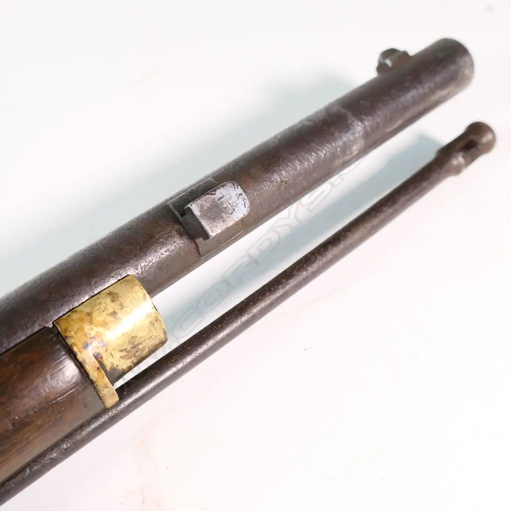 A two-band Sergeant's percussion muzzle loading carbine, barrel marked '..Henry Edinburgh', lock marked Jas Henry. Image 1++