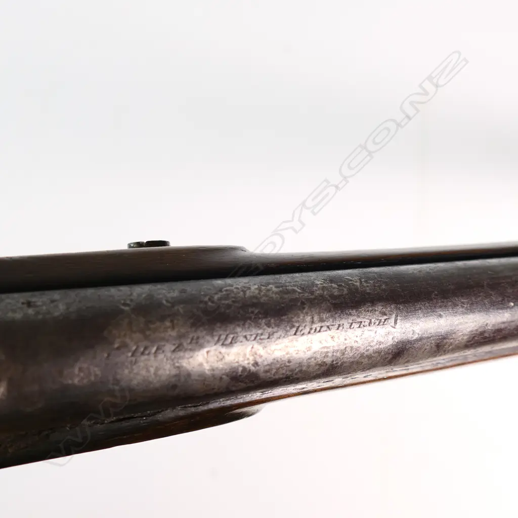 A two-band Sergeant's percussion muzzle loading carbine, barrel marked '..Henry Edinburgh', lock marked Jas Henry. Image 1++