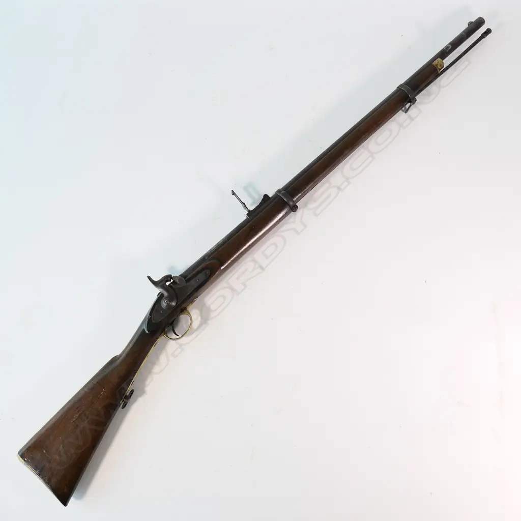 A two-band Sergeant's percussion muzzle loading carbine, barrel marked '..Henry Edinburgh', lock marked Jas Henry. Image 1++