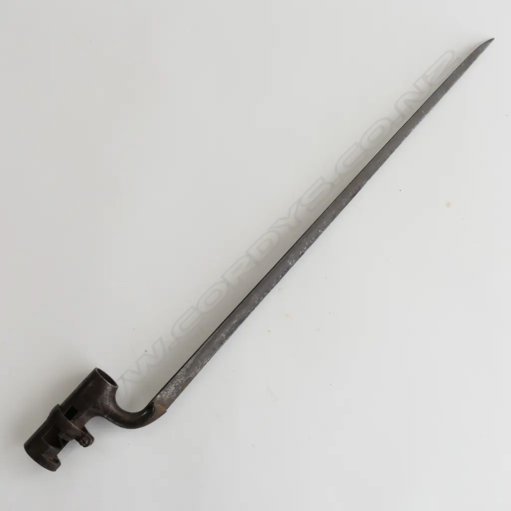 British 1853 Enfield Triangular Socket Bayonet, lightly cleaned. marked R & WA for makers’ Richard & William Aston. Image 1++